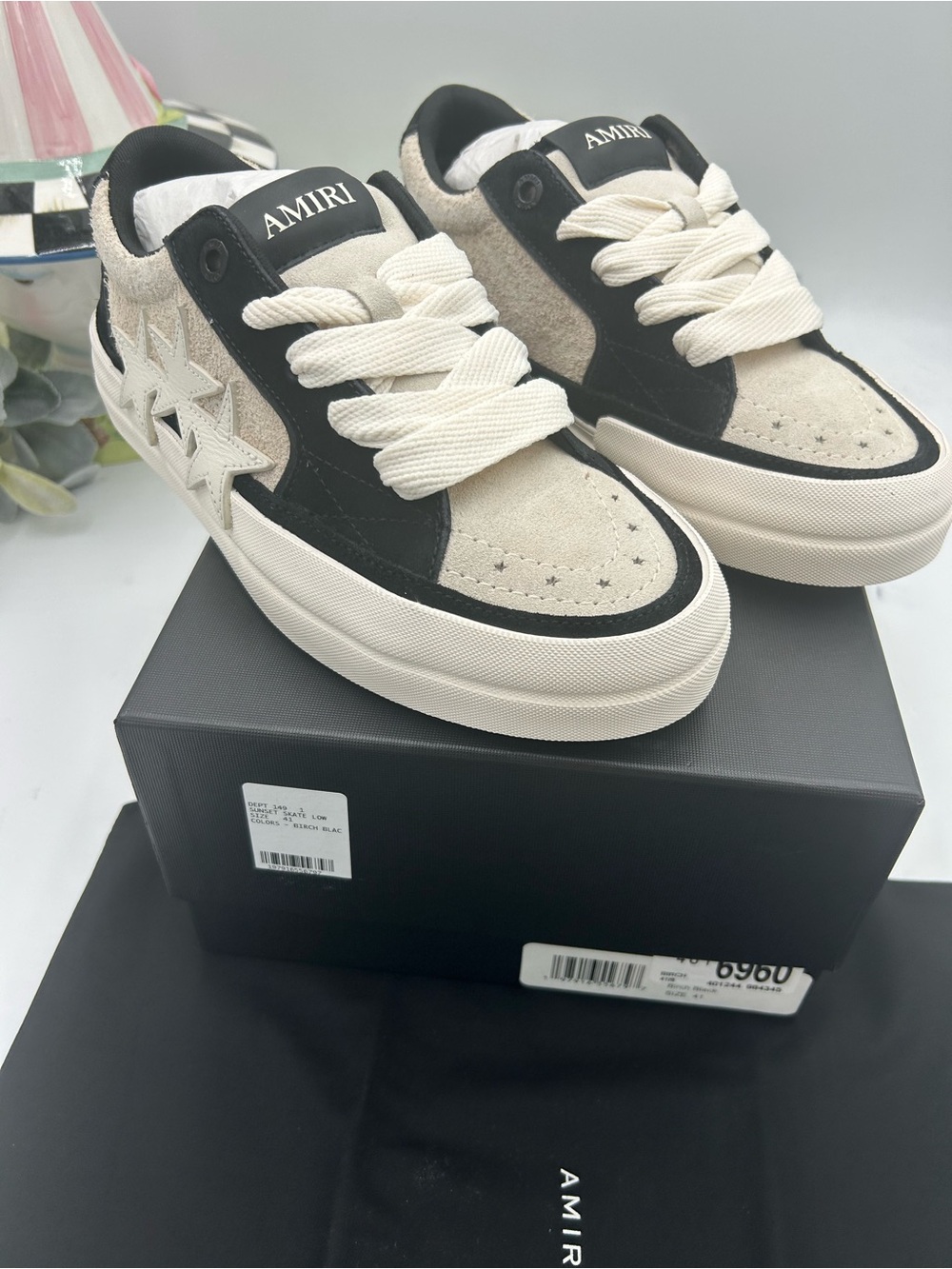 Men's AMIRI Sunset skate sneakers in Burch black colorway size 41/8 US